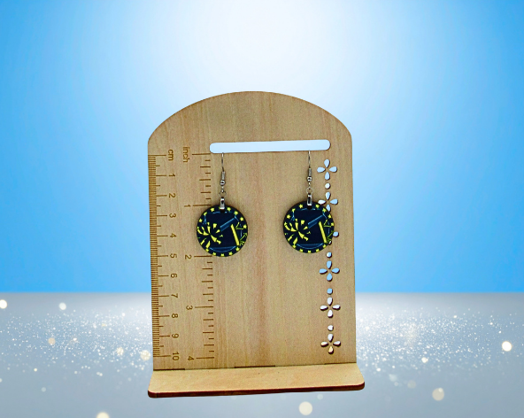 MDF-Round Shaped Sublimated Cheer Themed Earrings 1 inch