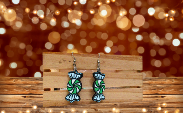 MDF-Candy Shaped MDF Sublimated Earrings 1.5 inch