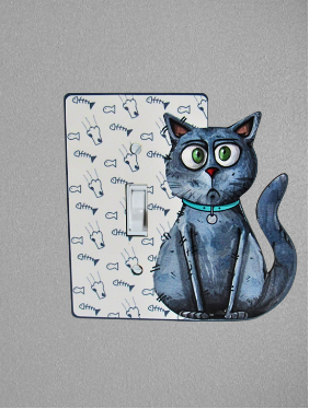Cat Shaped Sublimated Light Switch Plate