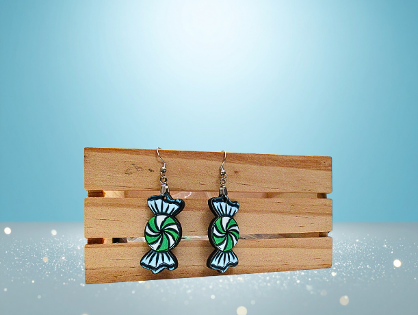 MDF-Candy Shaped MDF Sublimated Earrings 1.5 inch
