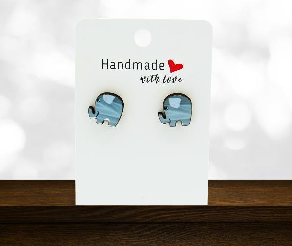 Elephant Shaped Sublimated Stud Earrings