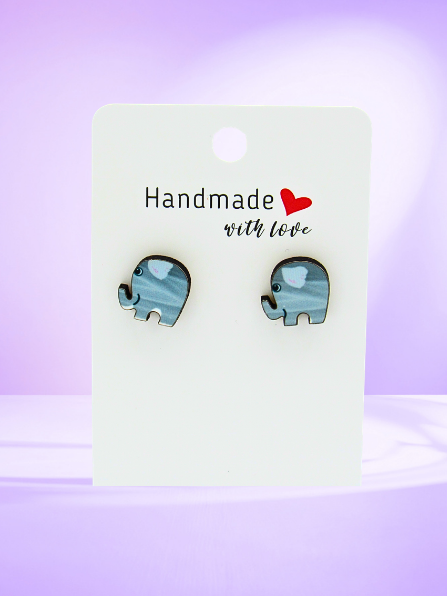 Elephant Shaped Sublimated Stud Earrings