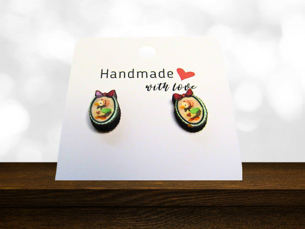 MDF- Scalloped Frame with Bow Shaped Sublimated Stud Earrings