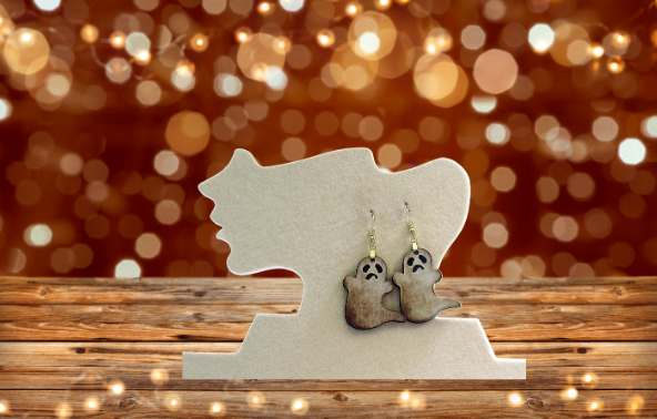 MDF-Ghost with Tail Sublimated Earring 1.5 inch