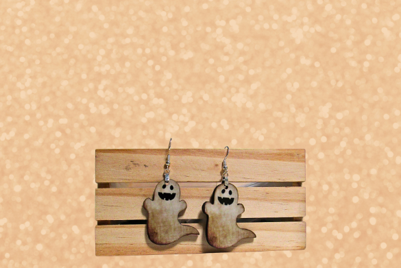 MDF-Ghost with Tail Sublimated Earring 1.5 inch