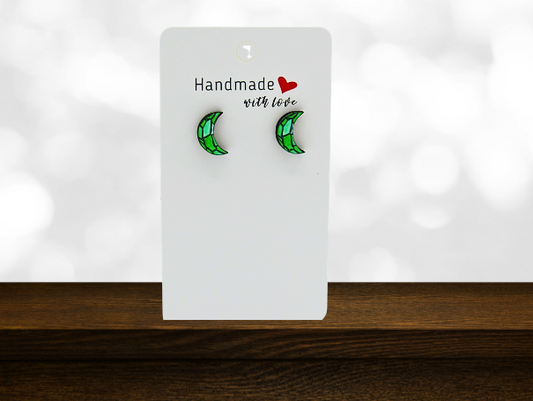 MDF-Moon Shaped Sublimated Stud Earrings