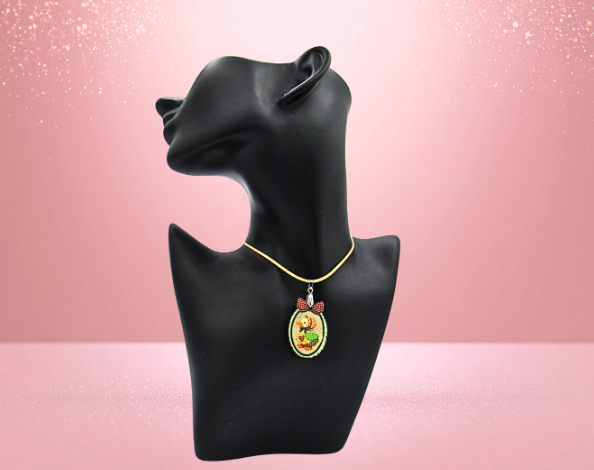 MDF-Scalloped Frame With Bow Shaped Childs Sublimated Necklace