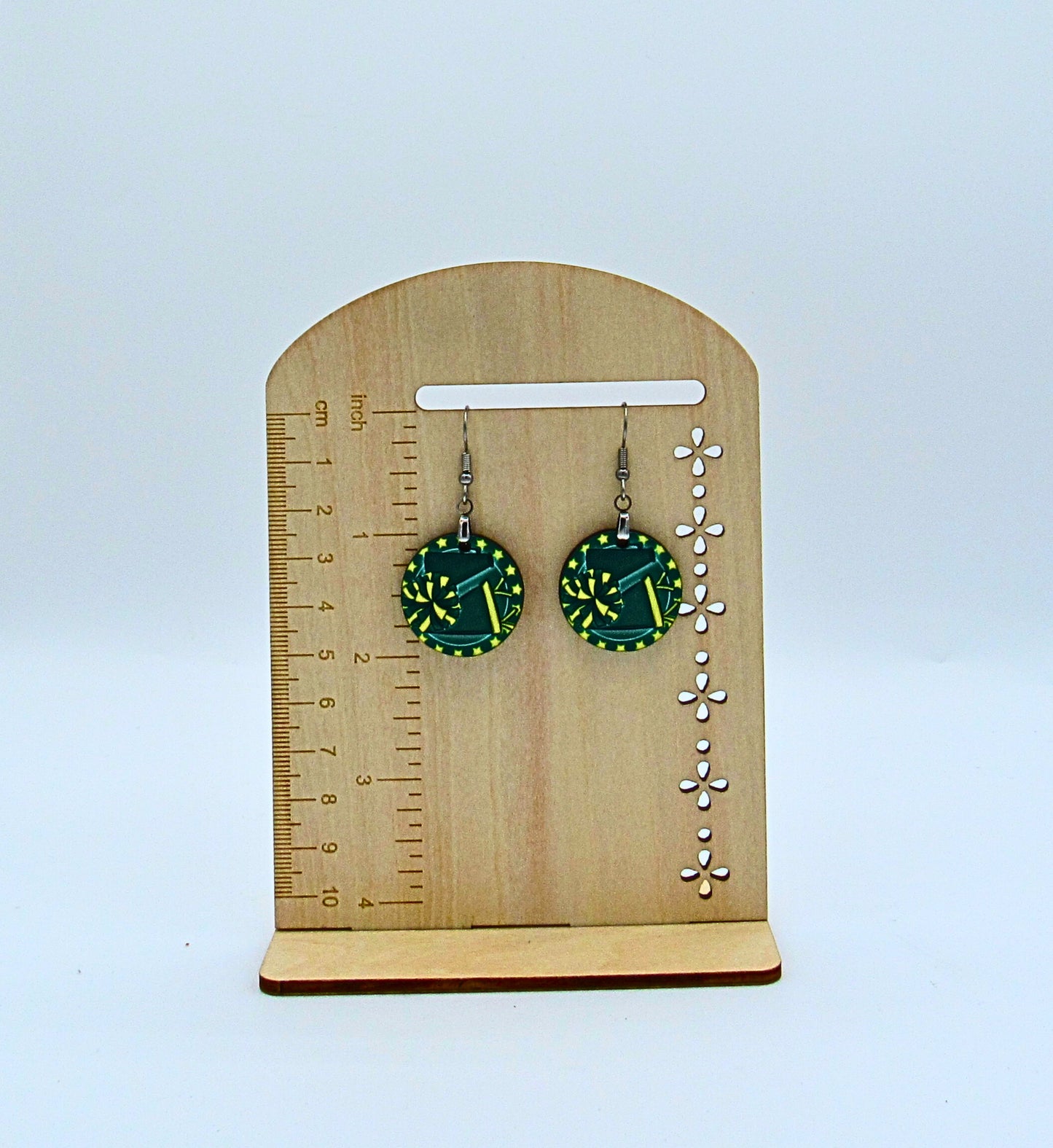 MDF-Round Shaped Sublimated Cheer Themed Earrings 1 inch