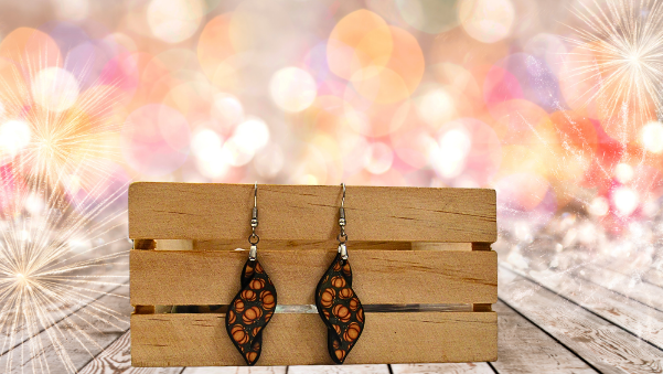 Fall Themed New Swirl Shaped Sublimated MDF Earrings 1.5 inch