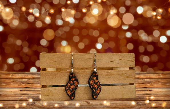 Fall Themed New Swirl Shaped Sublimated MDF Earrings 1.5 inch
