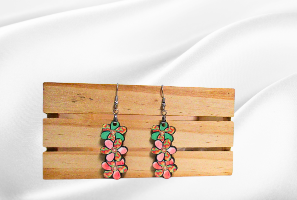MDF-Triple Flower Shaped Sublimated Earring 1.5 inch