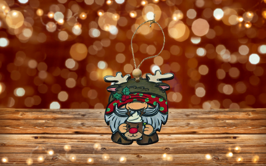 MDF - Reindeer Gnome Shaped Sublimated Ornament