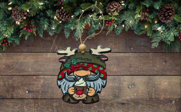 MDF - Reindeer Gnome Shaped Sublimated Ornament