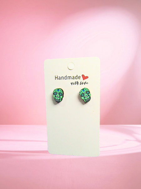 MDF-Skull Shaped Sublimated Stud Earrings