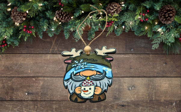 MDF - Reindeer Gnome Shaped Sublimated Ornament