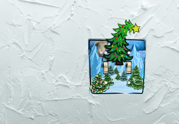 MDF-Whimsical Tree Shaped Sublimated Double Light Switch Plate