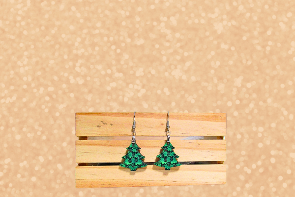 MDF-Christmas Tree Shaped Sublimated Earrings 1 inch