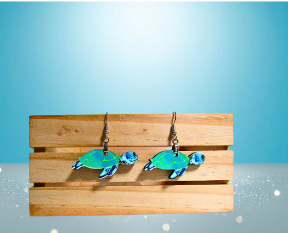 MDF-Turtle Shaped Sublimated Earrings 1.5 inch