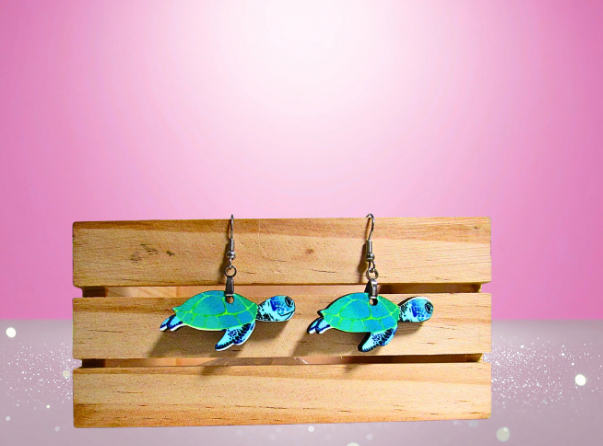 MDF-Turtle Shaped Sublimated Earrings 1.5 inch