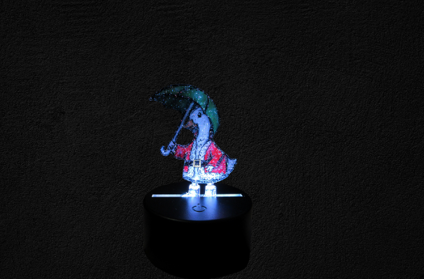 Glitter Acrylic Goose with Umbrella Shaped Sublimated Light