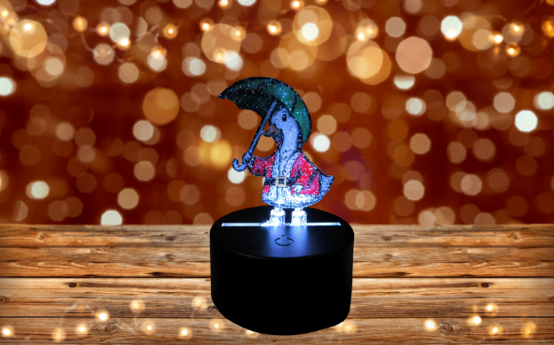 Glitter Acrylic Goose with Umbrella Shaped Sublimated Light