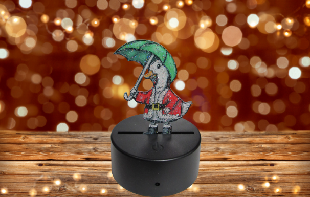 Glitter Acrylic Goose with Umbrella Shaped Sublimated Light