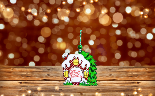 House with Tree Shaped Sublimated ornament