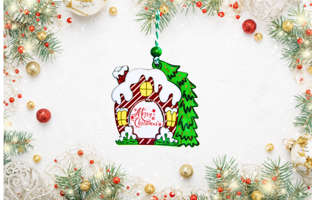 House with Tree Shaped Sublimated ornament