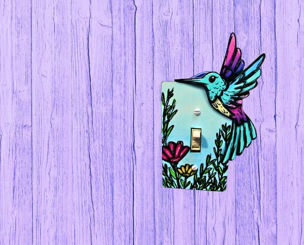 Hummingbird Shaped Sublimated Light Switch Plate