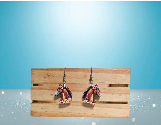 MDF-Horse Head Shaped Sublimated Earrings 1 inch