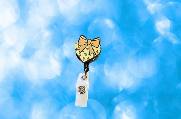 MDF-Heart with Bow Shaped Sublimated Badge Reel
