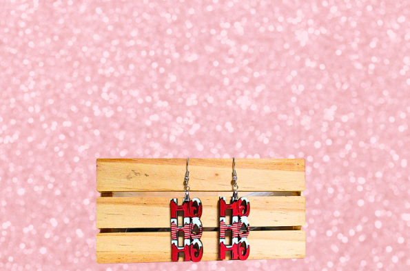MDF- HOHOHO Shaped Sublimated Earrings 1.5 inch
