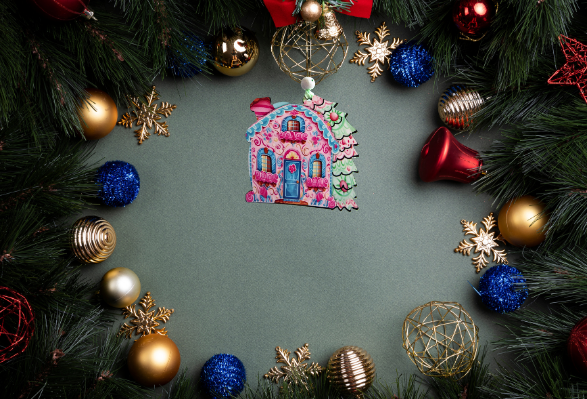 House with Tree Shaped Sublimated ornament