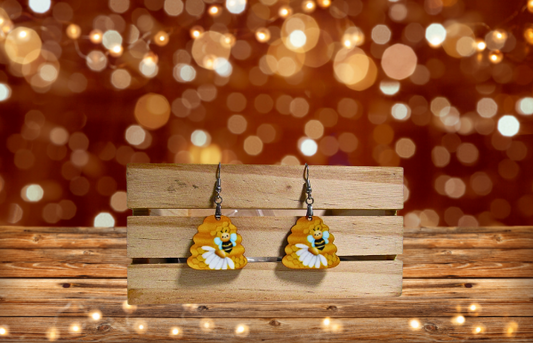 MDF-Beehive Shaped Sublimated Earrings 1 inch