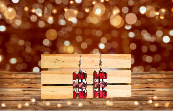 MDF- HOHOHO Shaped Sublimated Earrings 1.5 inch