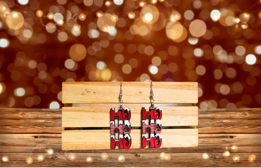 MDF- HOHOHO Shaped Sublimated Earrings 1.5 inch