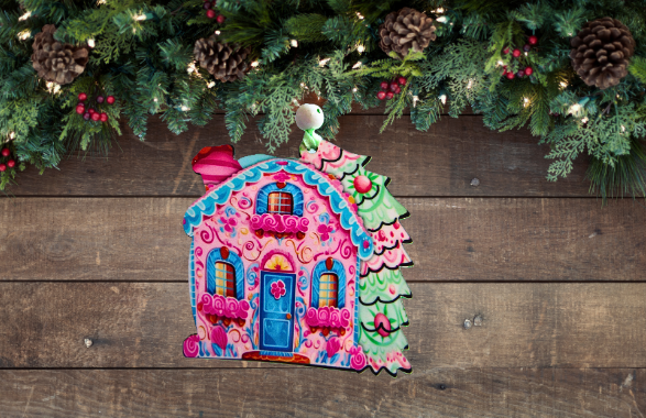 House with Tree Shaped Sublimated ornament