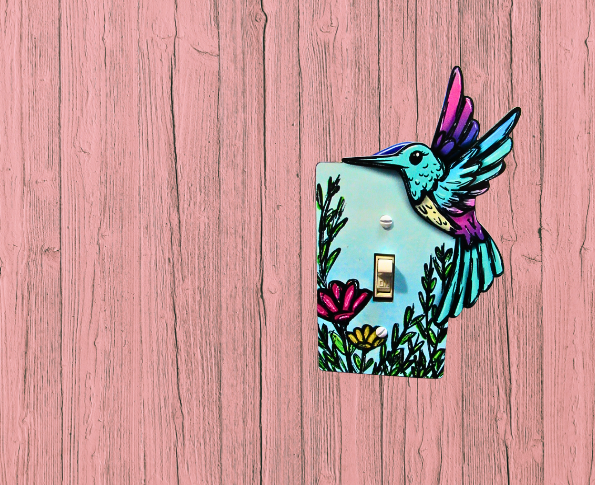 Hummingbird Shaped Sublimated Light Switch Plate