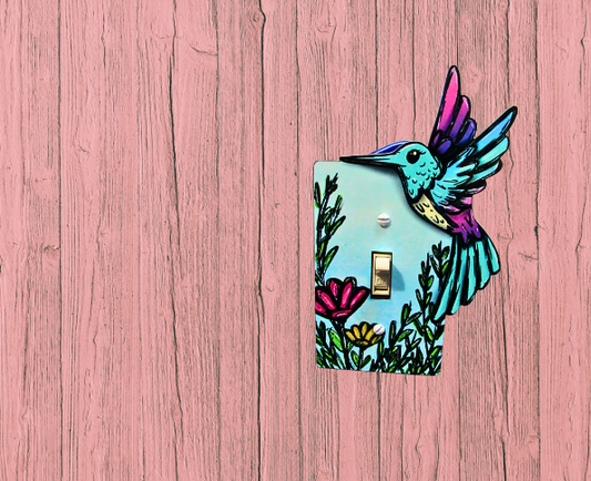 Hummingbird Shaped Sublimated Light Switch Plate