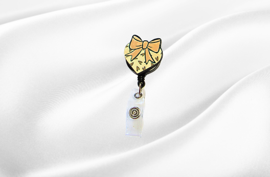 MDF-Heart with Bow Shaped Sublimated Badge Reel