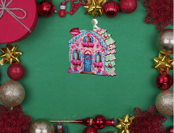 House with Tree Shaped Sublimated ornament