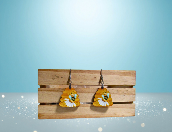 MDF-Beehive Shaped Sublimated Earrings 1 inch