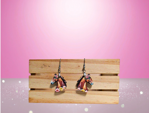 MDF-Horse Head Shaped Sublimated Earrings 1 inch