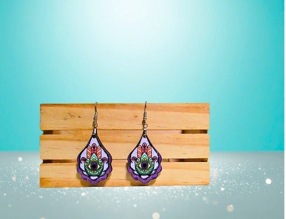 MDF-Fancy Teardrop Shaped Sublimated Earrings 1.5 inch
