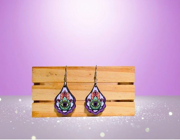 MDF-Fancy Teardrop Shaped Sublimated Earrings 1.5 inch