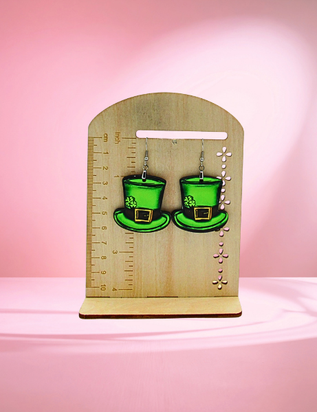 MDF-Top Hat Shaped Sublimated  Earrings 1.5 inch