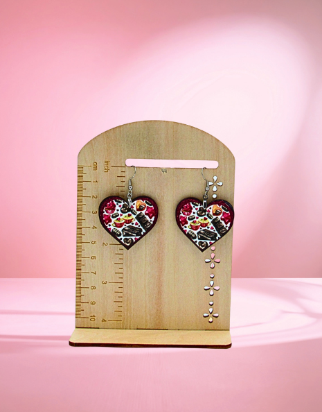 MDF-Heart Shaped Sublimated Earrings 1.5 inch