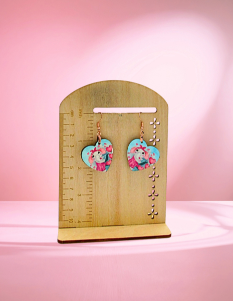MDF-Heart Shaped Sublimated Earrings  1 inch