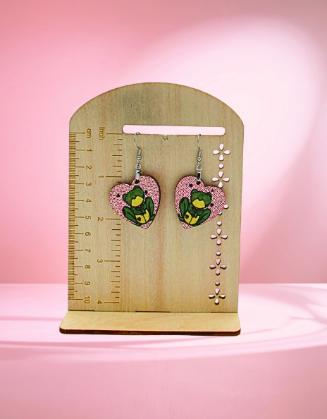 MDF-Heart Shaped Sublimated Earrings 1 inch