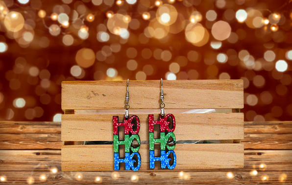 MDF- HOHOHO Shaped Sublimated Earrings 1.5 inch